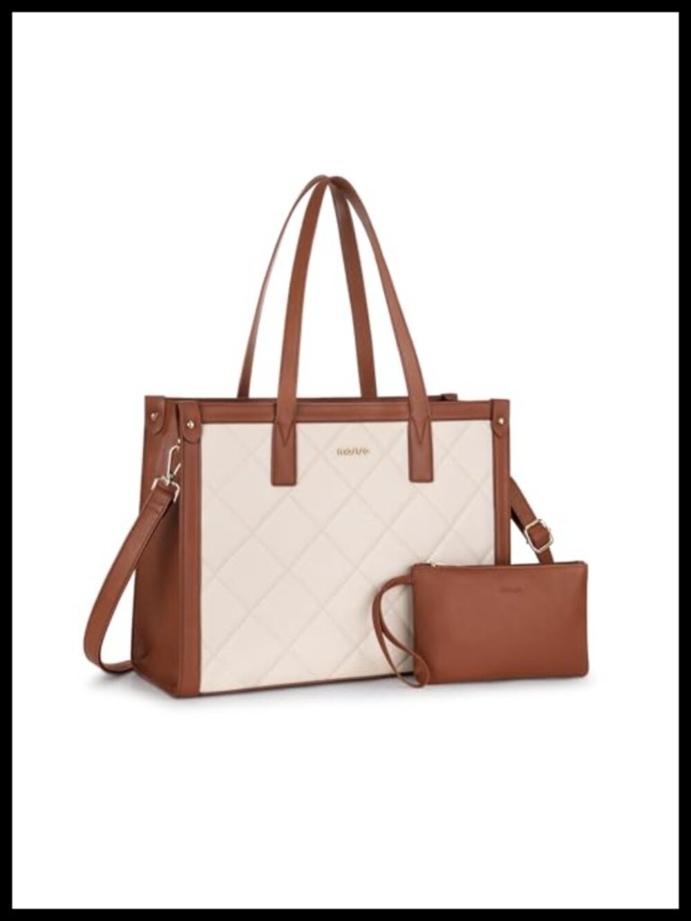 MOSISO Laptop Tote Bag 15.6 inch PU Leather Messenger Shoulder Bag